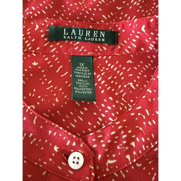 Lauren Ralph Lauren Red Tunic Blouse Women's Size 1X Classic Modest - Picture 5 of 5